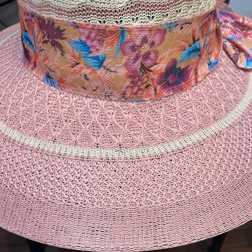 Floral Print Burlap Ribbon Band Decor Chiffon Woven Lace Derby Sun Hat