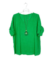 Load image into Gallery viewer, Cotton Blouse Solid Color w/Necklace