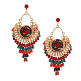 Burgundy Beaded Mandala Earrings