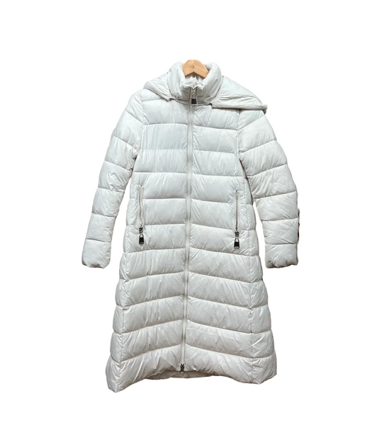 Long Padded Jacket with Mesh Hooded Pockets