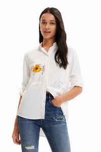 Patchwork message shirt women