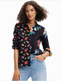 Floral half-and-half shirt women