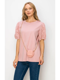 Knit Top with Detachable Crossbody Bag