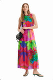 Long flower cut-out dress Women