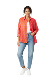 Oversize patchwork plaid shirt- women