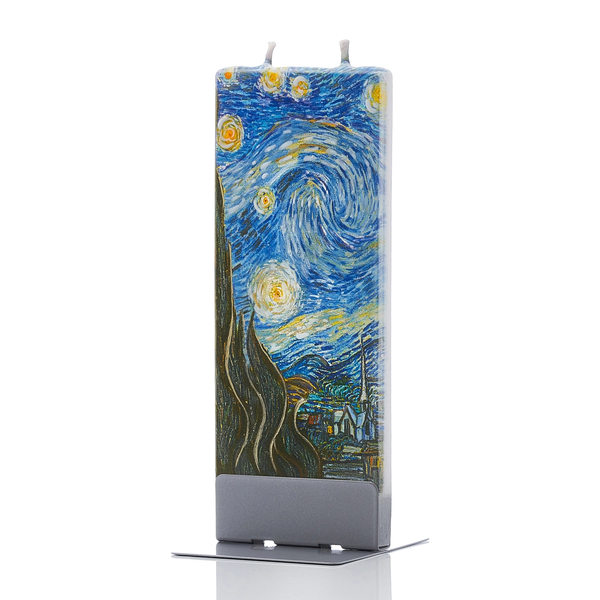 Hand-Painted 6" Flat Candle – Van Gogh’S Starry Night
