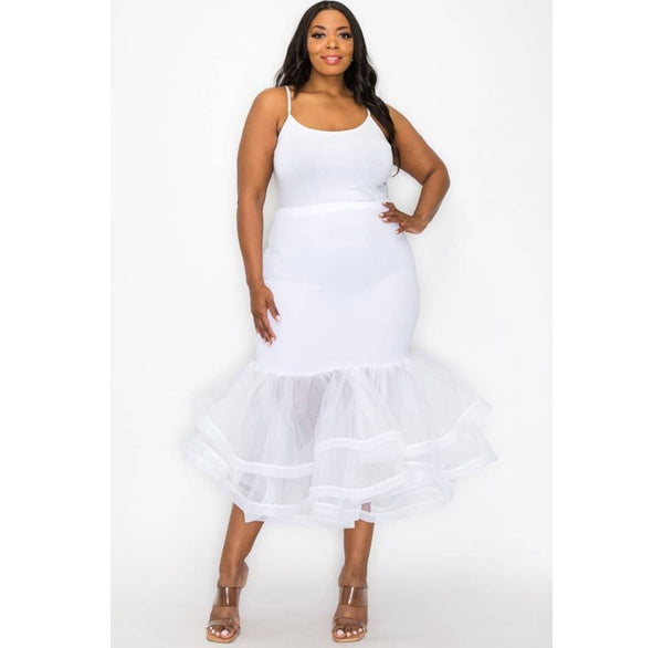 Plus Size White Skirt Ruffles