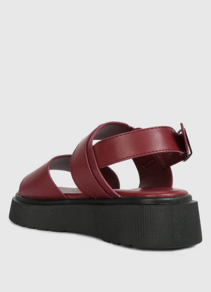 GLADEN Pin Buckle Platform Sandals  BURGUNDY