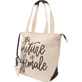 Canvas "the Future Is Female" Script Tote with Pouch