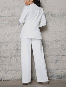 Heavy Knit White Blazer 3 pc set