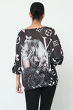 3/4 sleeve knitted sweater