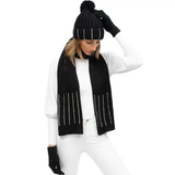 3 Piece Knit Bling Hat, Scarf, & Gloves Set with Stones