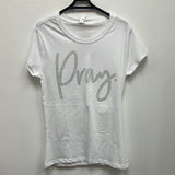 PRAY Premium Clear Rhinestone Crew Neck Short Sleeve Shirt