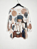 3/4 sleeve knitted sweater