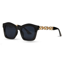 Load image into Gallery viewer, Bling Black Trillion Crystal Black Sunglasses with gold