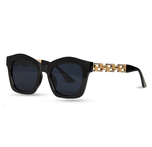 Bling Black Trillion Crystal Black Sunglasses with gold