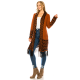 Fringe Tribal Knit Cardigan Sweater