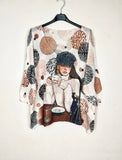 3/4 sleeve knitted sweater