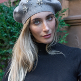 Rhinestone Star Knit Beret