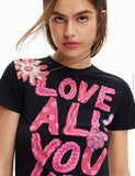 Flower message T-shirt women