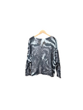 Bat Sleeve Animal Print Large Knit T-Shirt