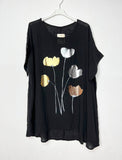 Short sleeve cotton tunic floral foil print