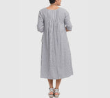 Boho Dress in White Seersucker