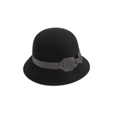 Cloche Faux Felt Bow Trim Hat