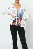 3/4 sleeve knitted sweater