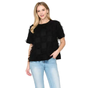 Top with Textured Feathered Chiffon