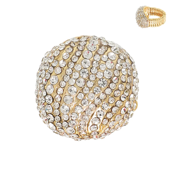 Crystal Rhinestone Pave Dome Stretch Ring