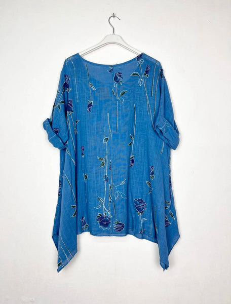 Linen Blouse Floral Pattern