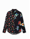 Floral half-and-half shirt women
