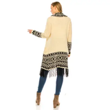 Fringe Tribal Knit Cardigan Sweater