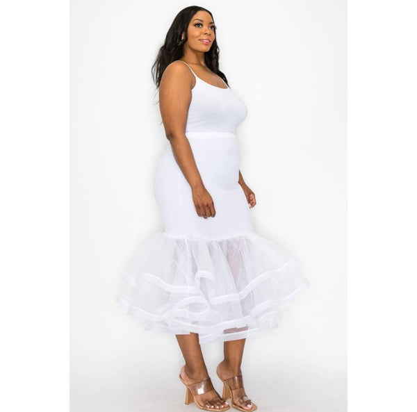 Plus Size White Skirt Ruffles