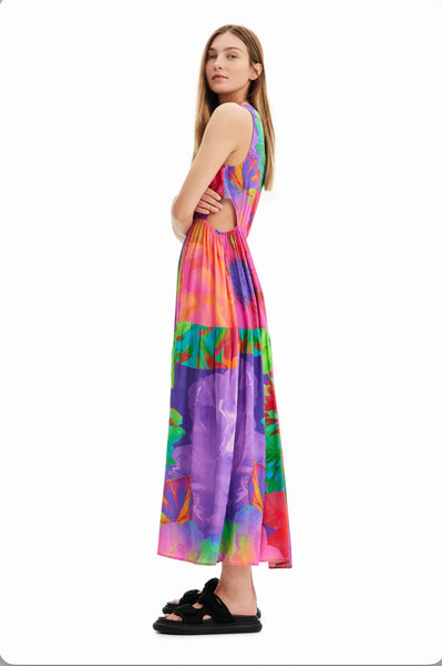 Long flower cut-out dress Women