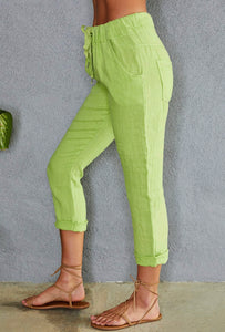 Lime pants in 100% Italian Linen