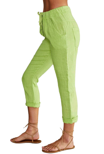 Lime pants in 100% Italian Linen