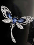 Blue Crystal Rhinestones Brooch Dragonfly Shape