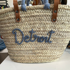 Straw Bag Hand Woven with Leather straps