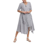 Boho Dress in White Seersucker