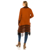 Fringe Tribal Knit Cardigan Sweater