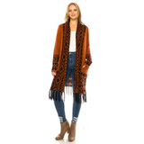 Fringe Tribal Knit Cardigan Sweater