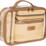 Straw Textured 4 piece Clear Travel Bag