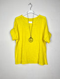 Cotton Blouse Solid Color w/Necklace