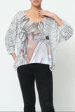 3/4 sleeve knitted sweater
