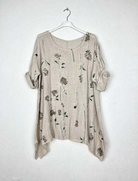 Linen Blouse Floral Pattern