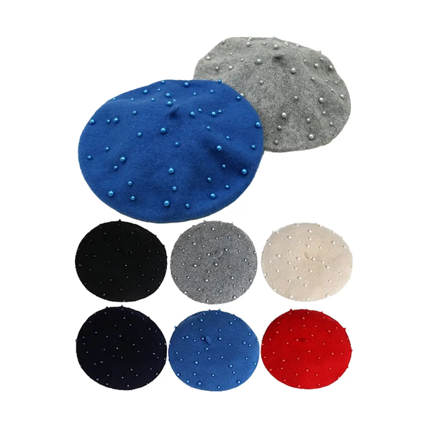 Metallic Beaded Retro Parisian Tweed Beret