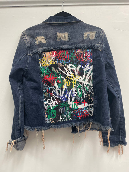 Cropped Denim Jacket Graffiti