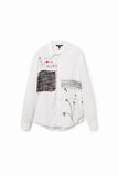 Patchwork and flower shirt- Women